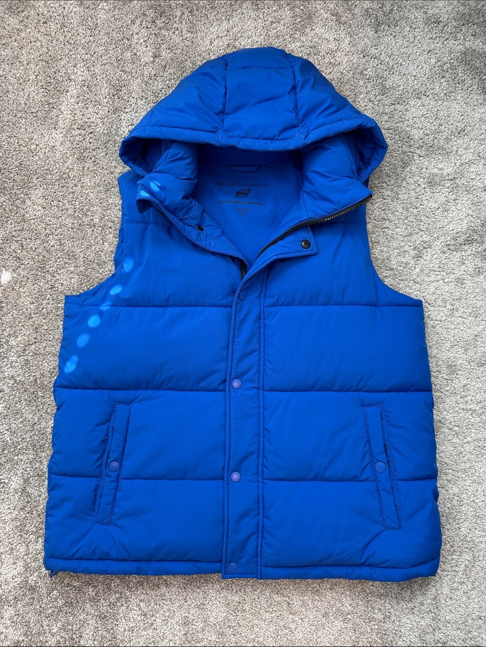 BCBGeneration Royal Blue Quilted Hooded Puffer Vest